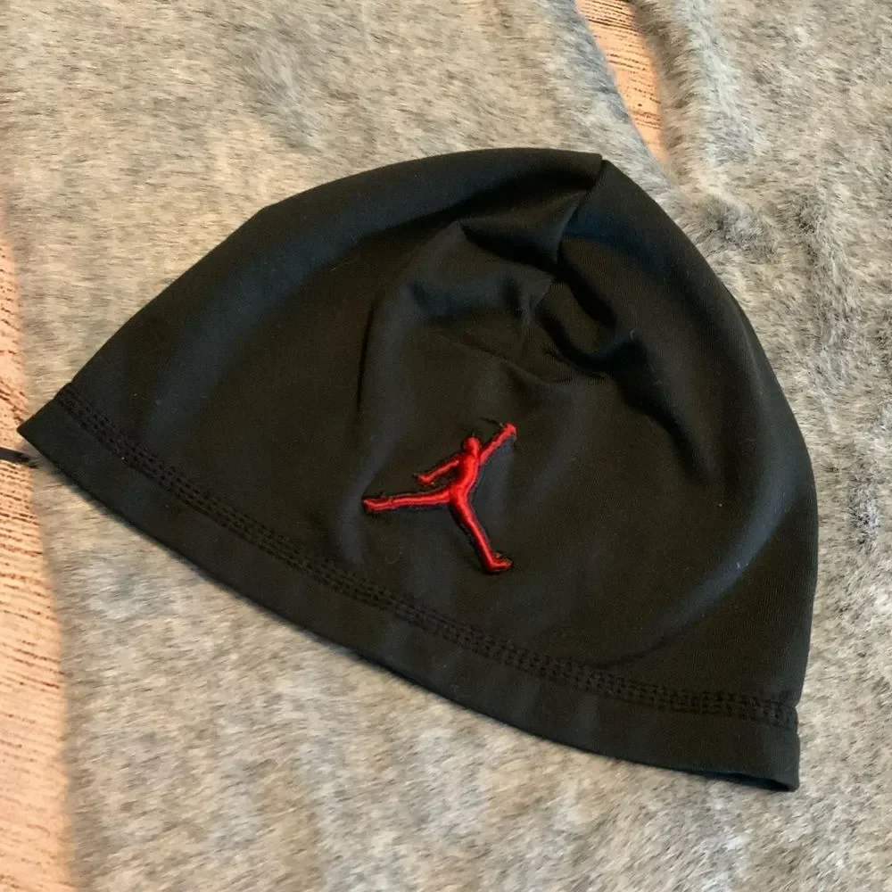 Jordan Baby Black Beanie Red Knit Jumpman Logo Hat